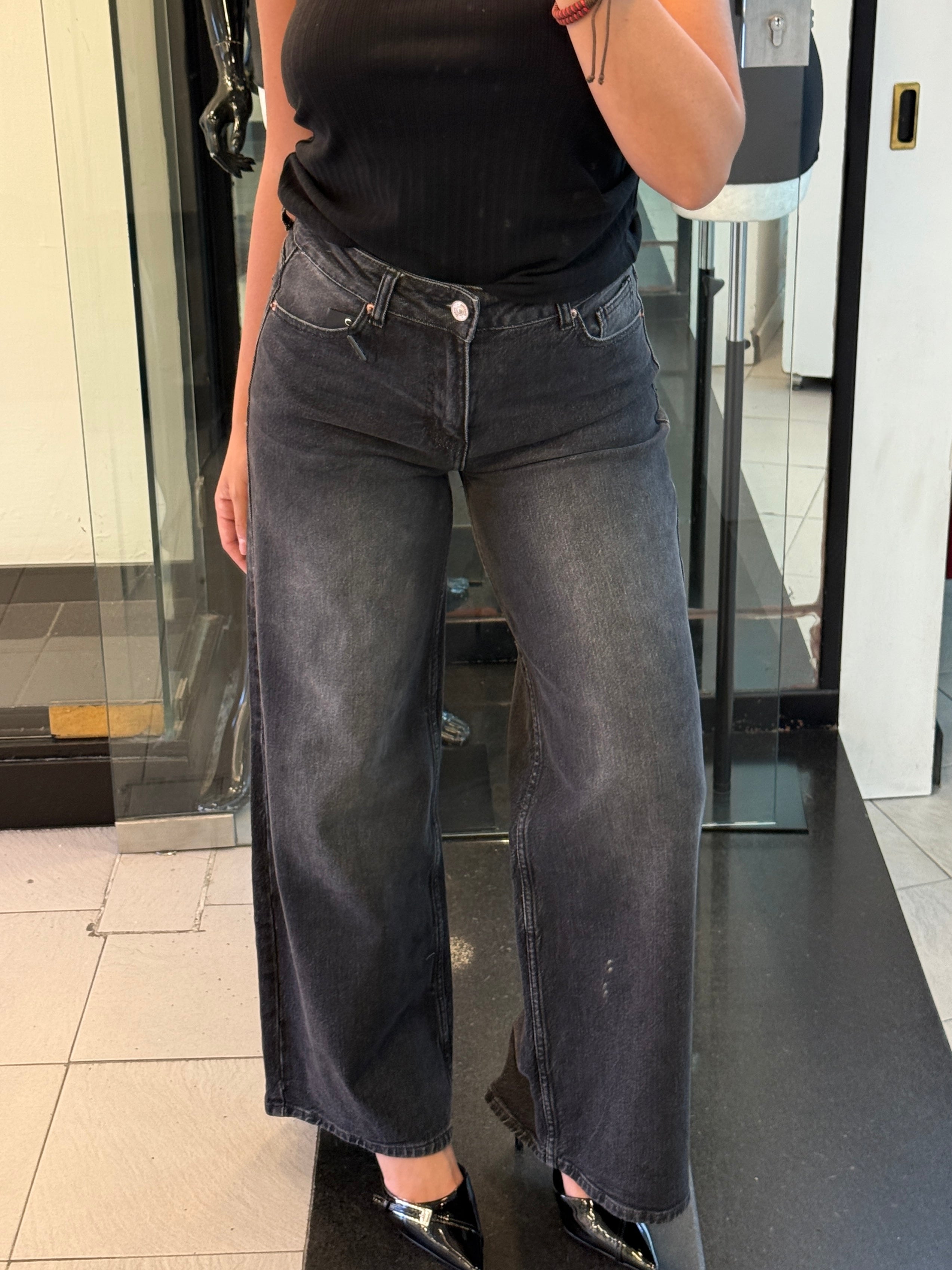Denim wide-leg lavaggio scuro