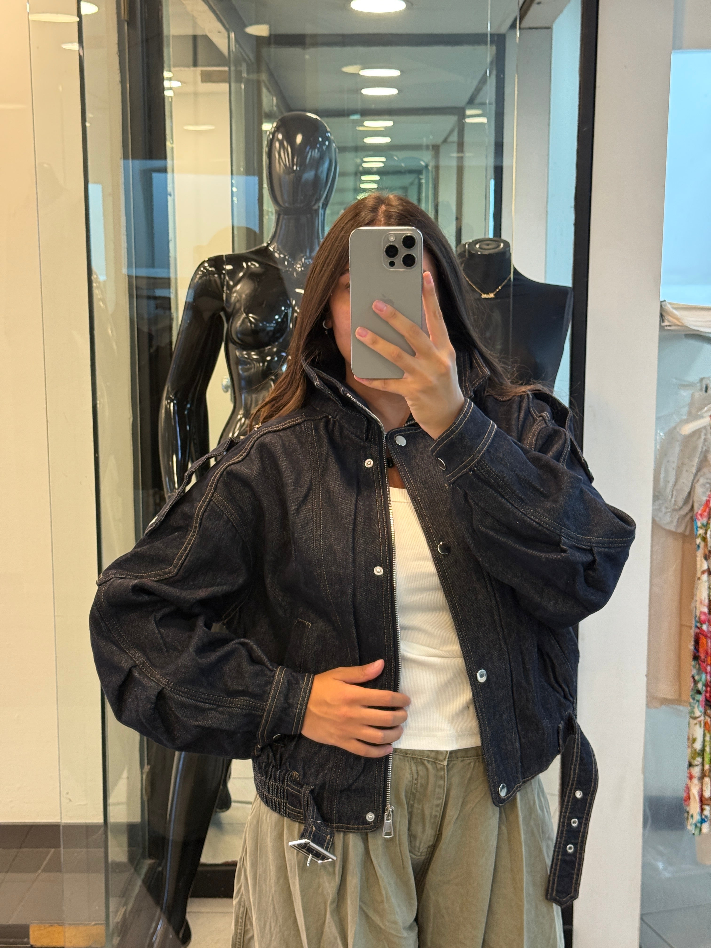 Maxi bomber in denim