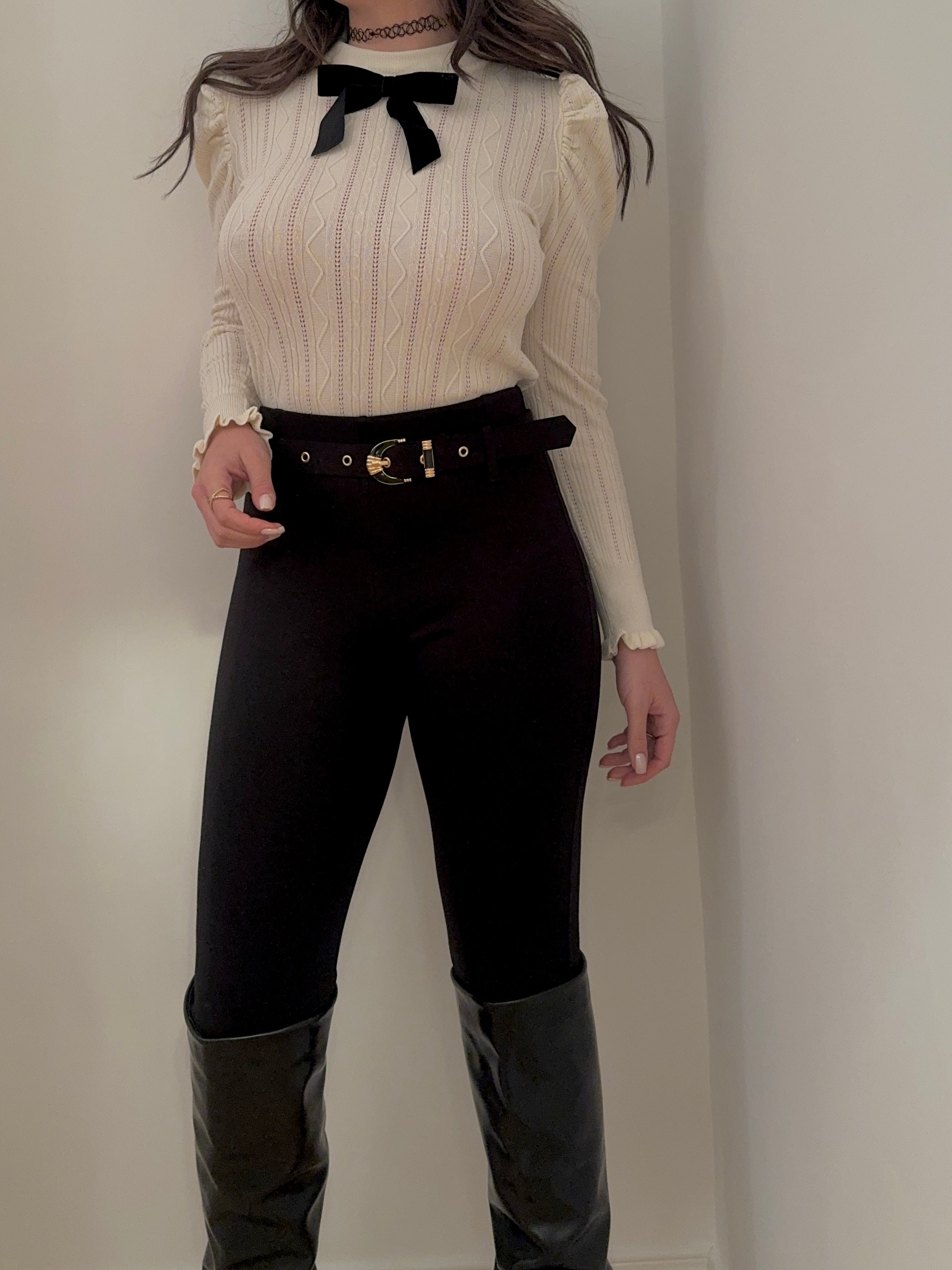 Pantalone nero con cintura
