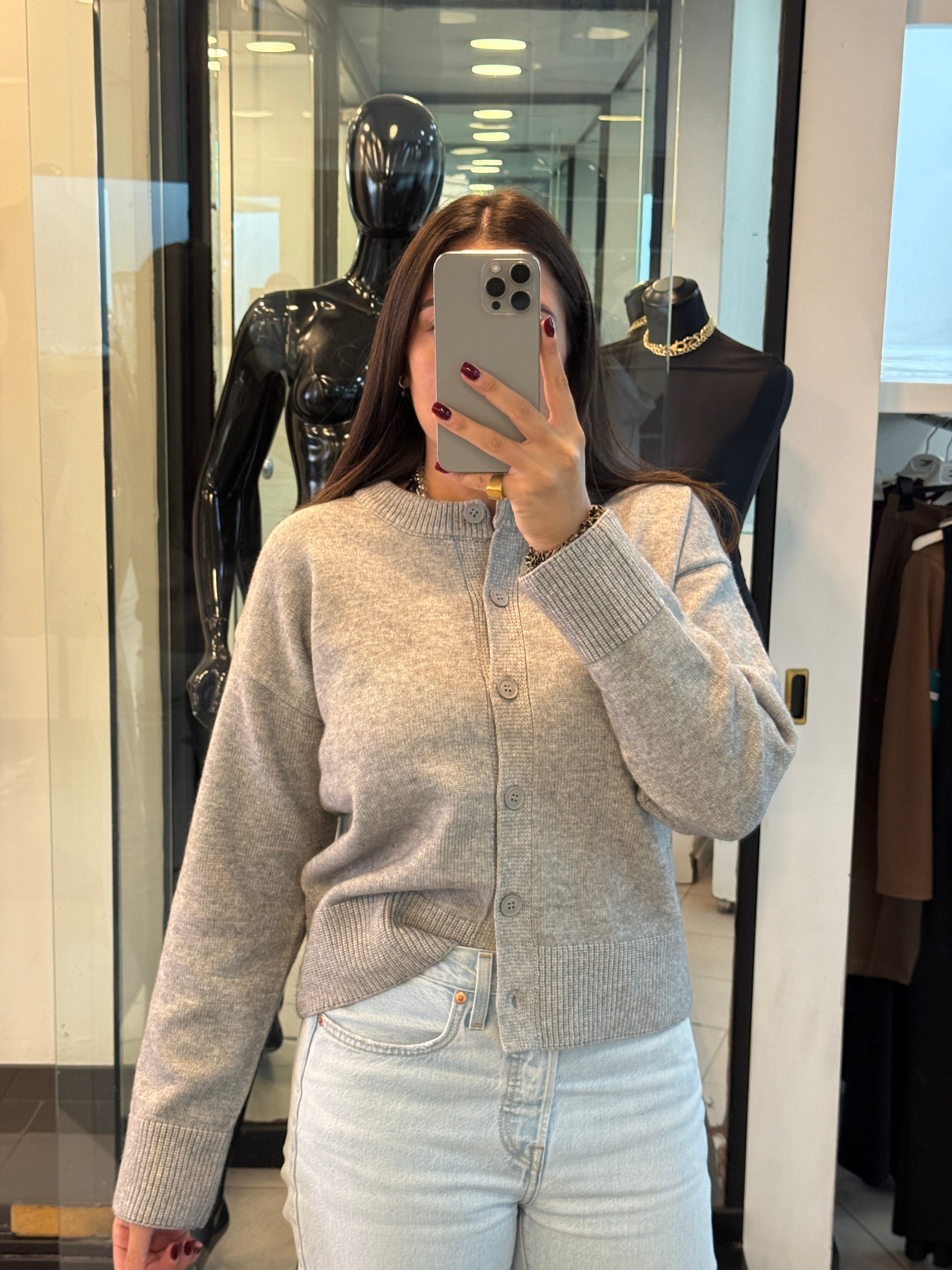 Cardigan girocollo