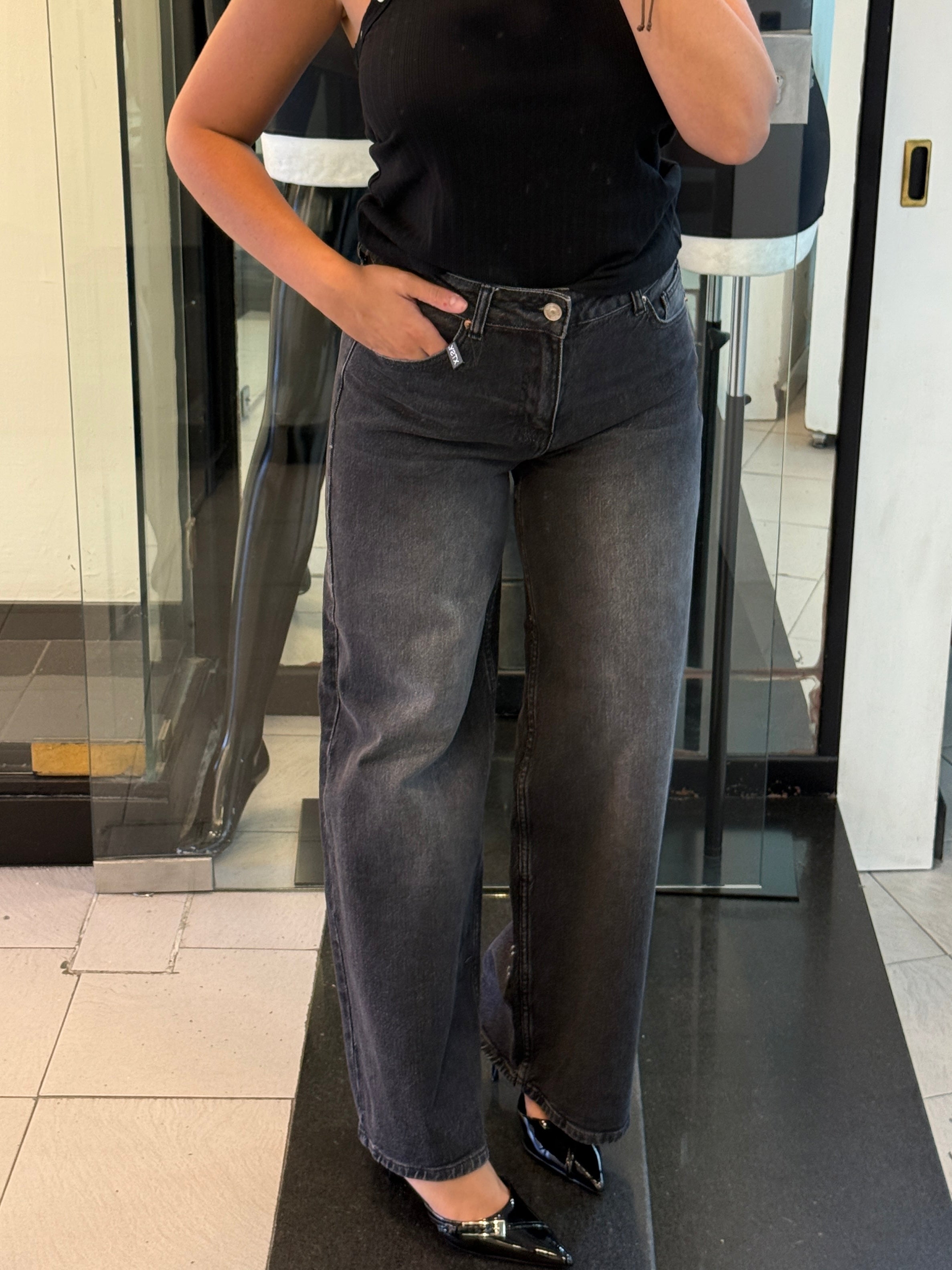 Denim wide-leg lavaggio scuro