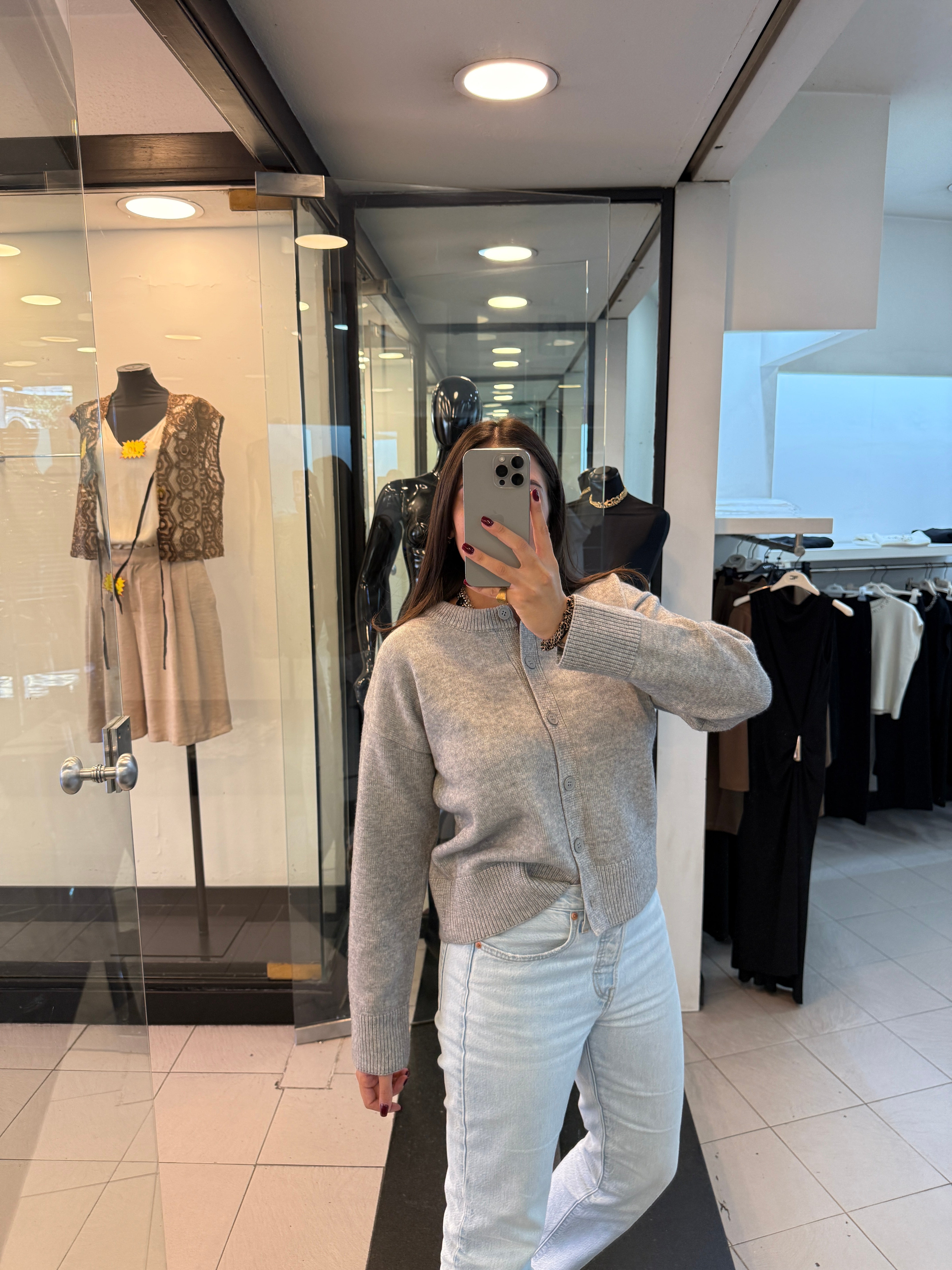 Cardigan girocollo