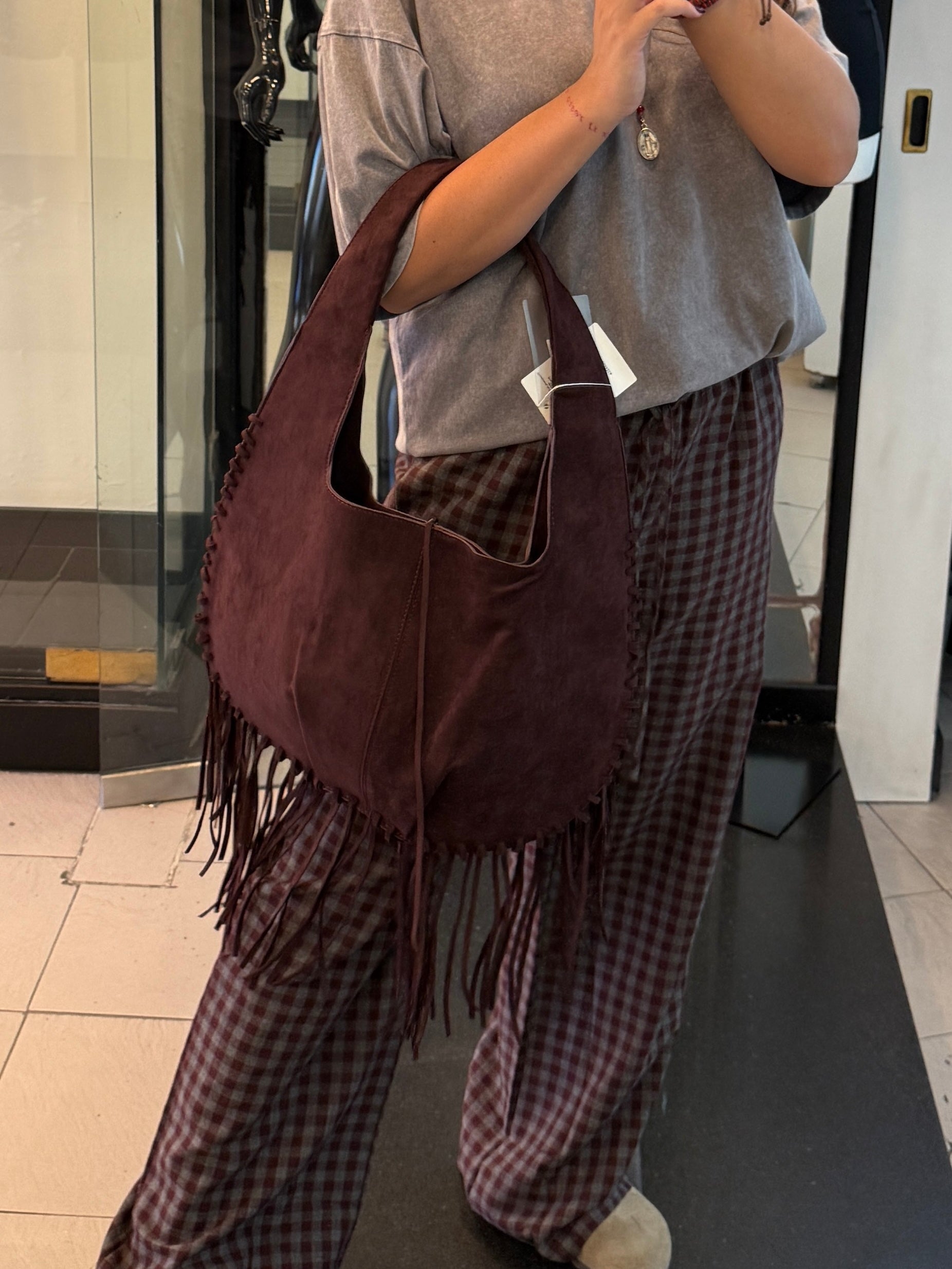 Borsa in camoscio e frange