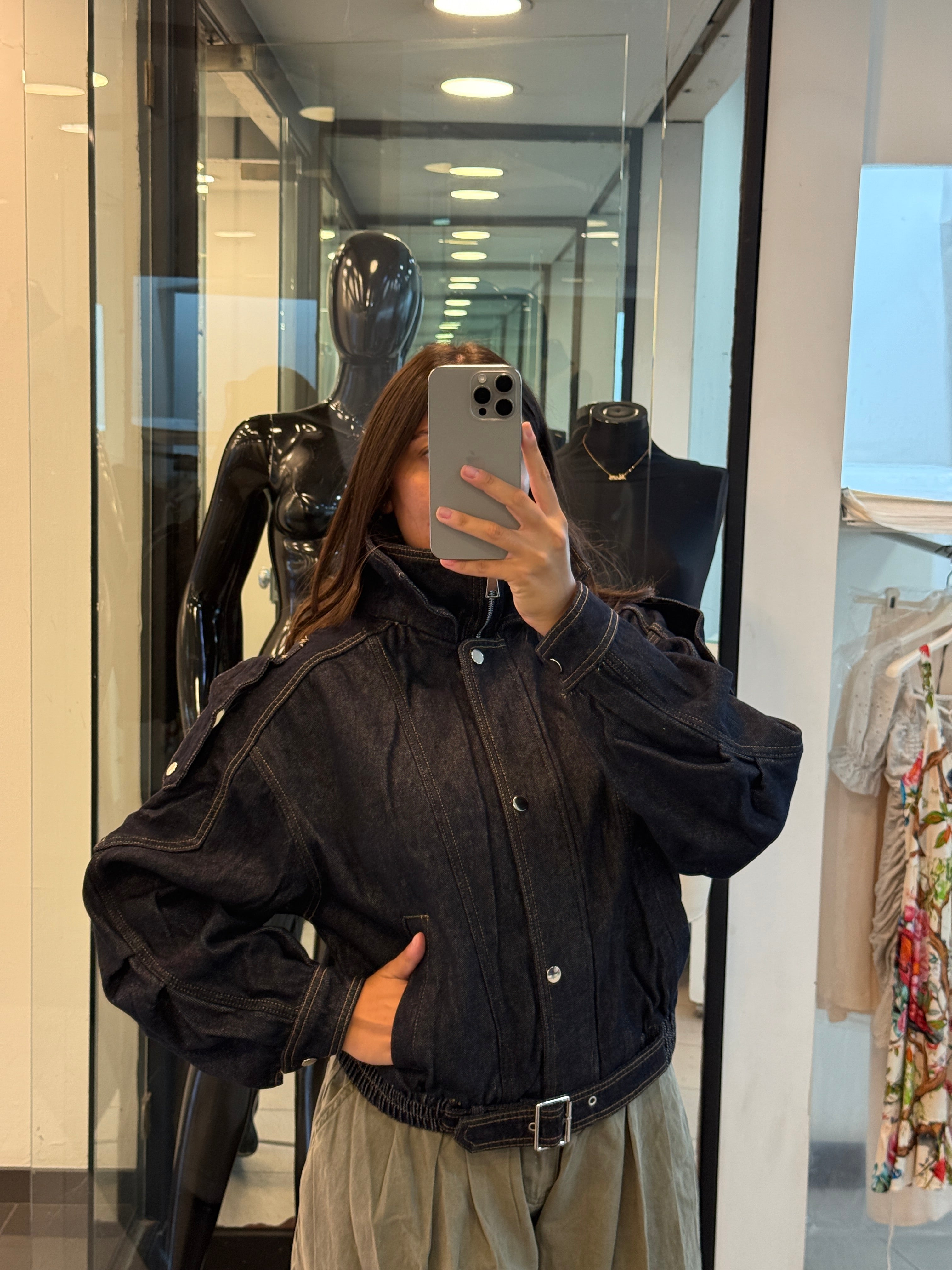 Maxi bomber in denim