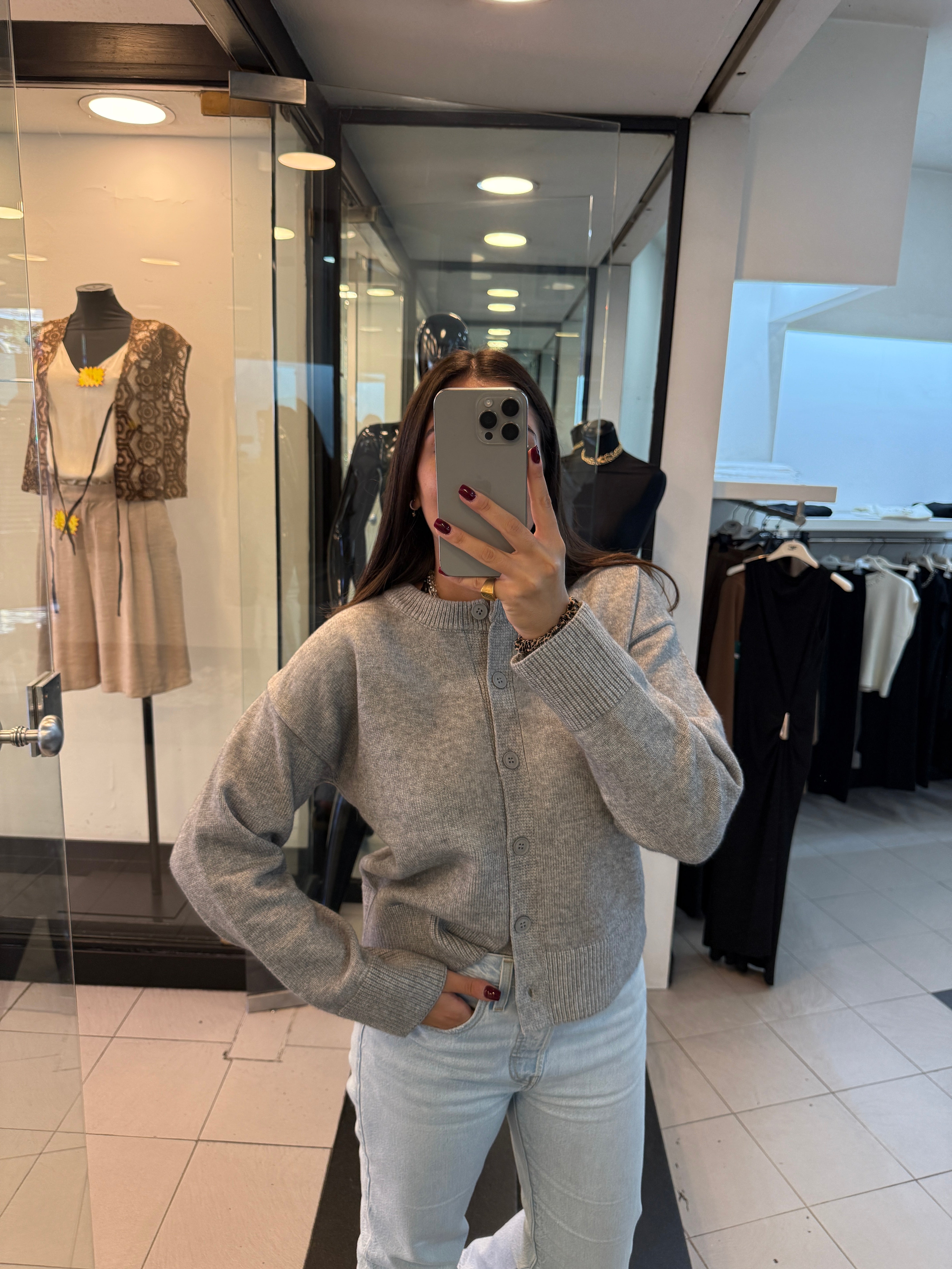 Cardigan girocollo