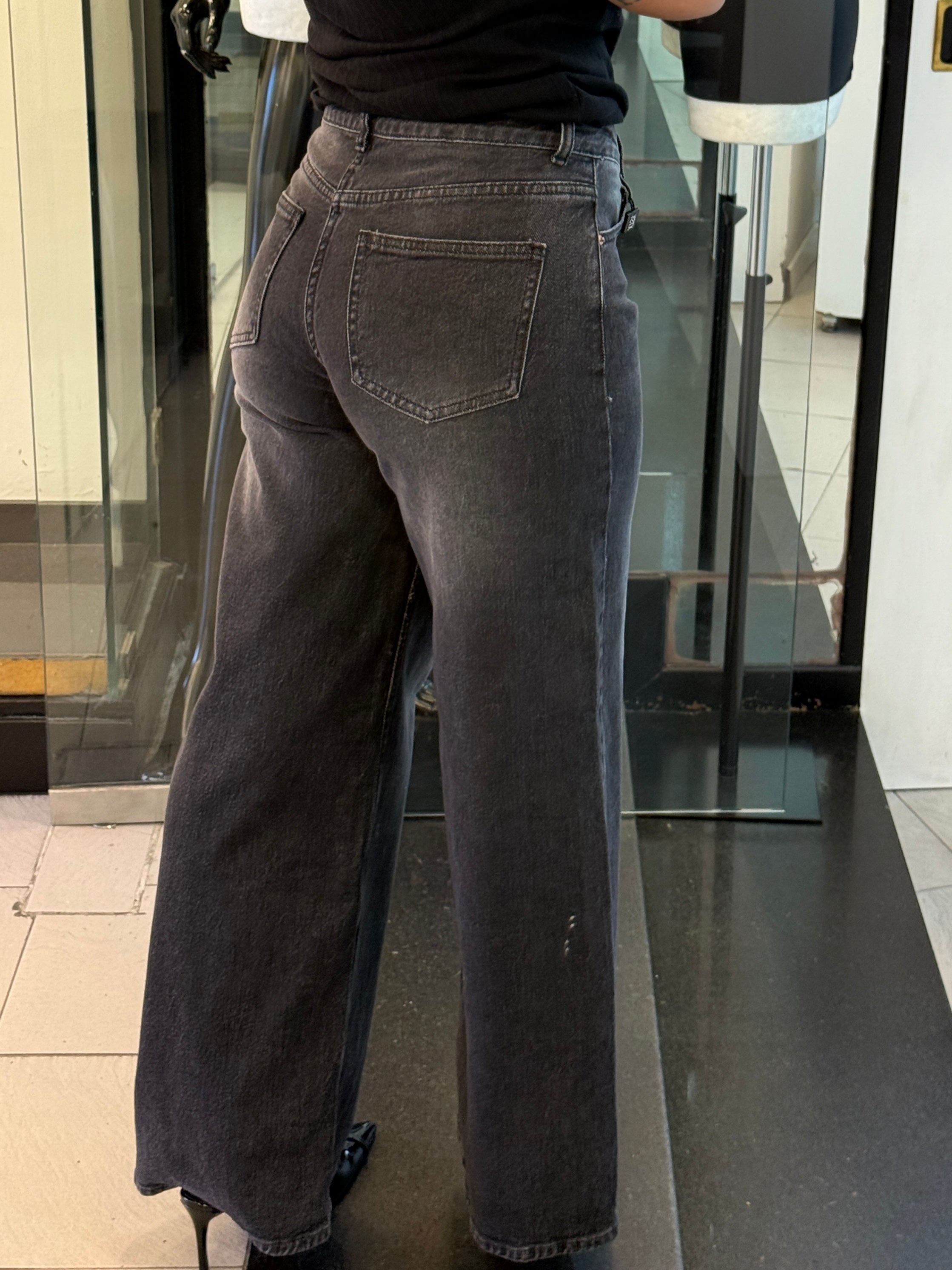 Denim wide-leg lavaggio scuro