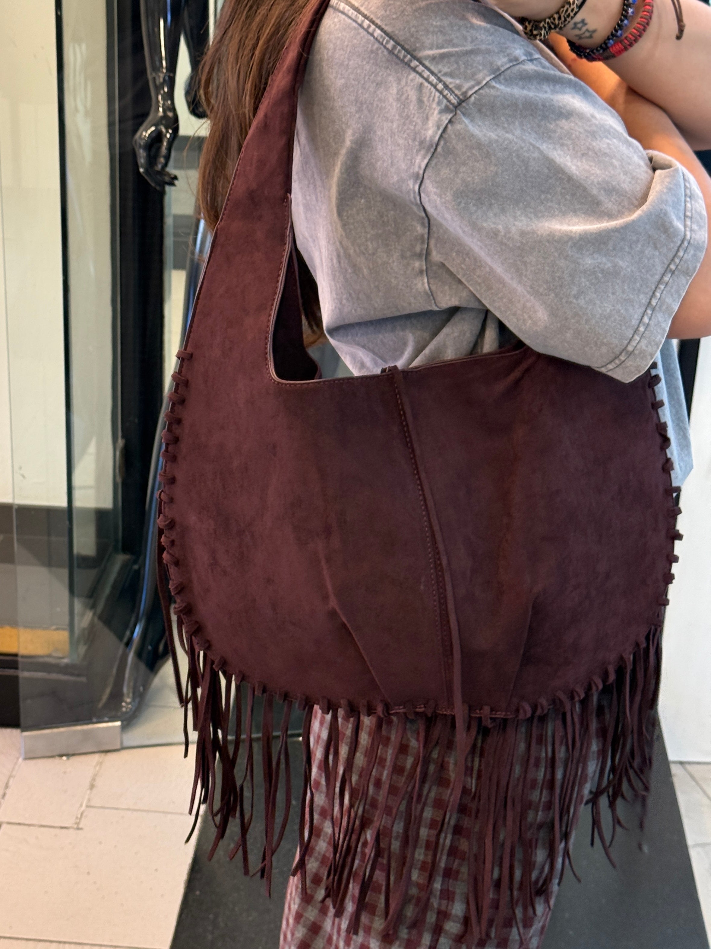 Borsa in camoscio e frange