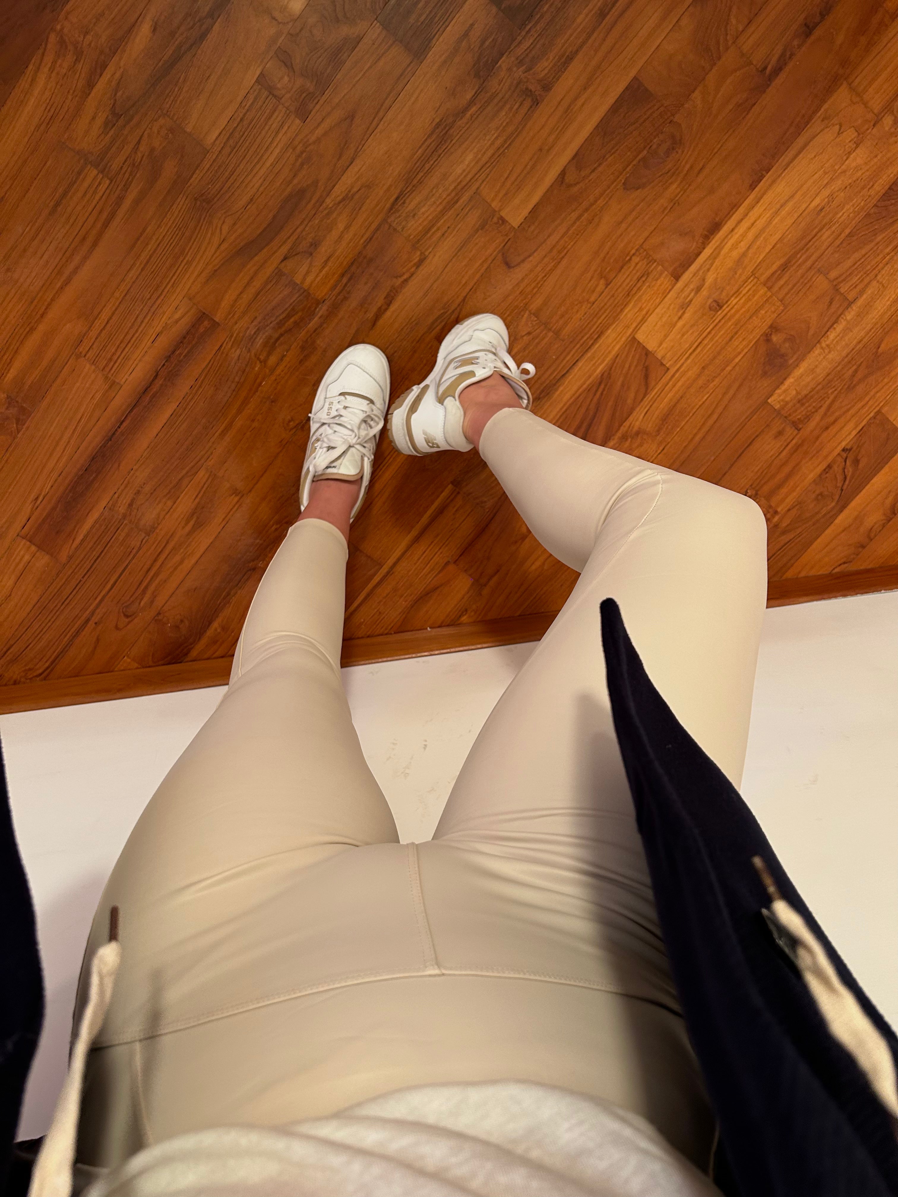 Leggings ecopelle panna
