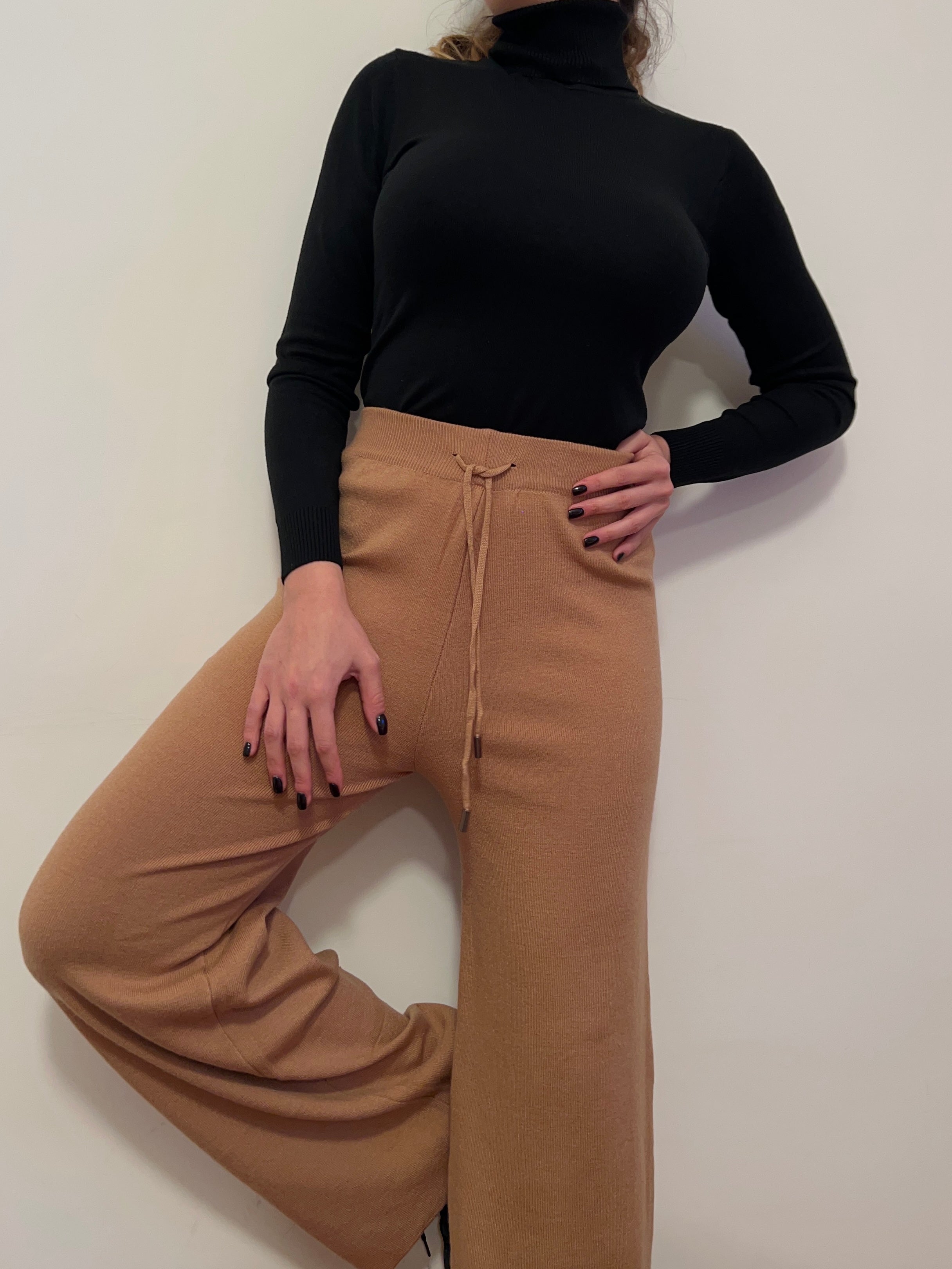 Pantalone in lana beige