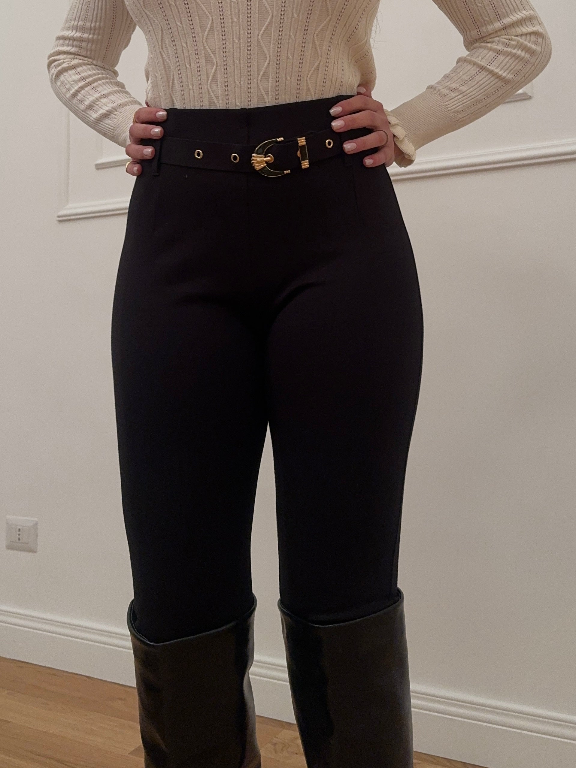 Pantalone nero con cintura