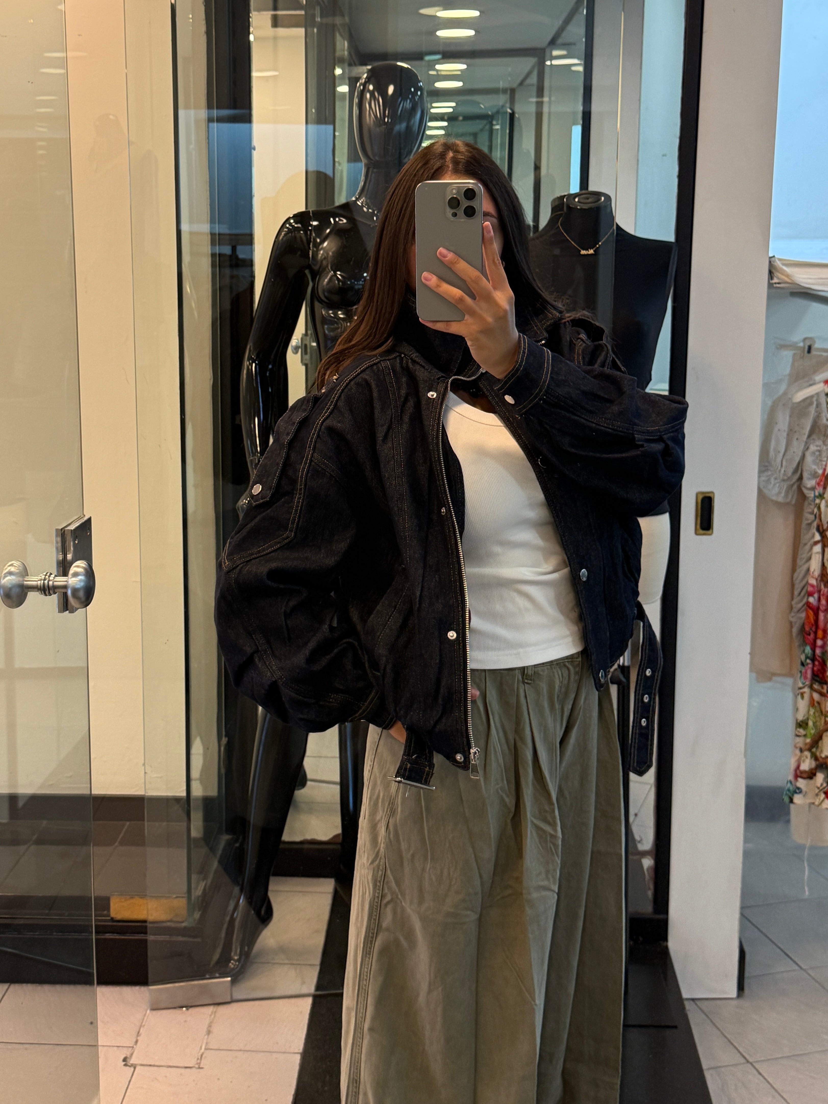 Maxi bomber in denim