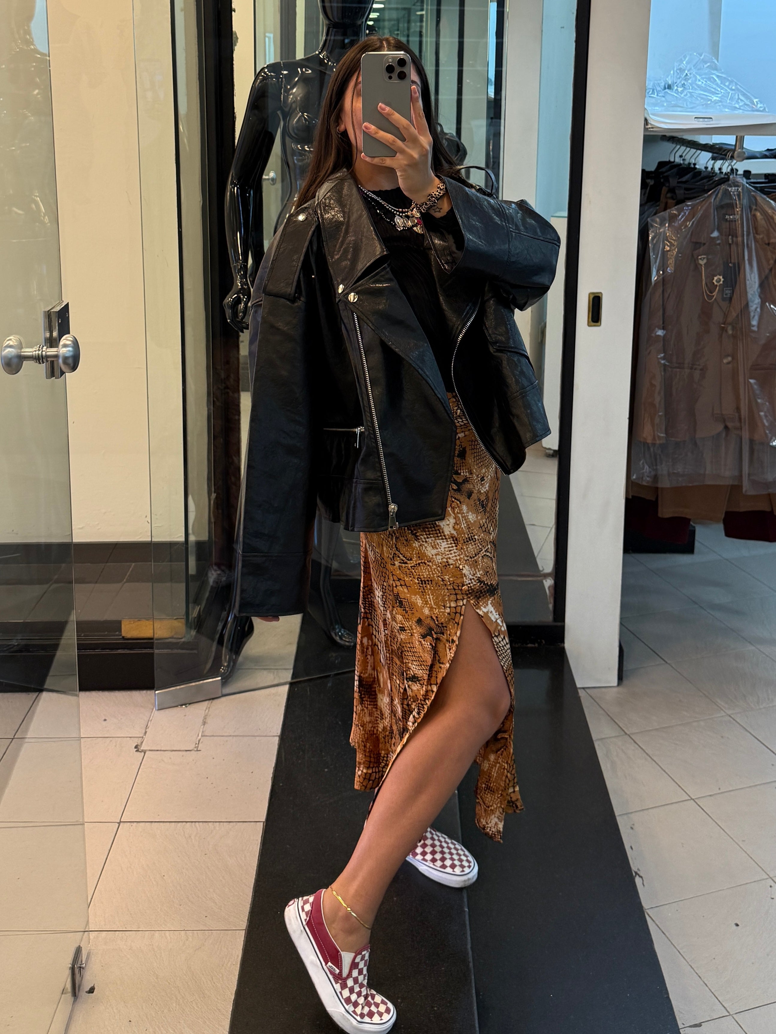 Biker in ecopelle oversize