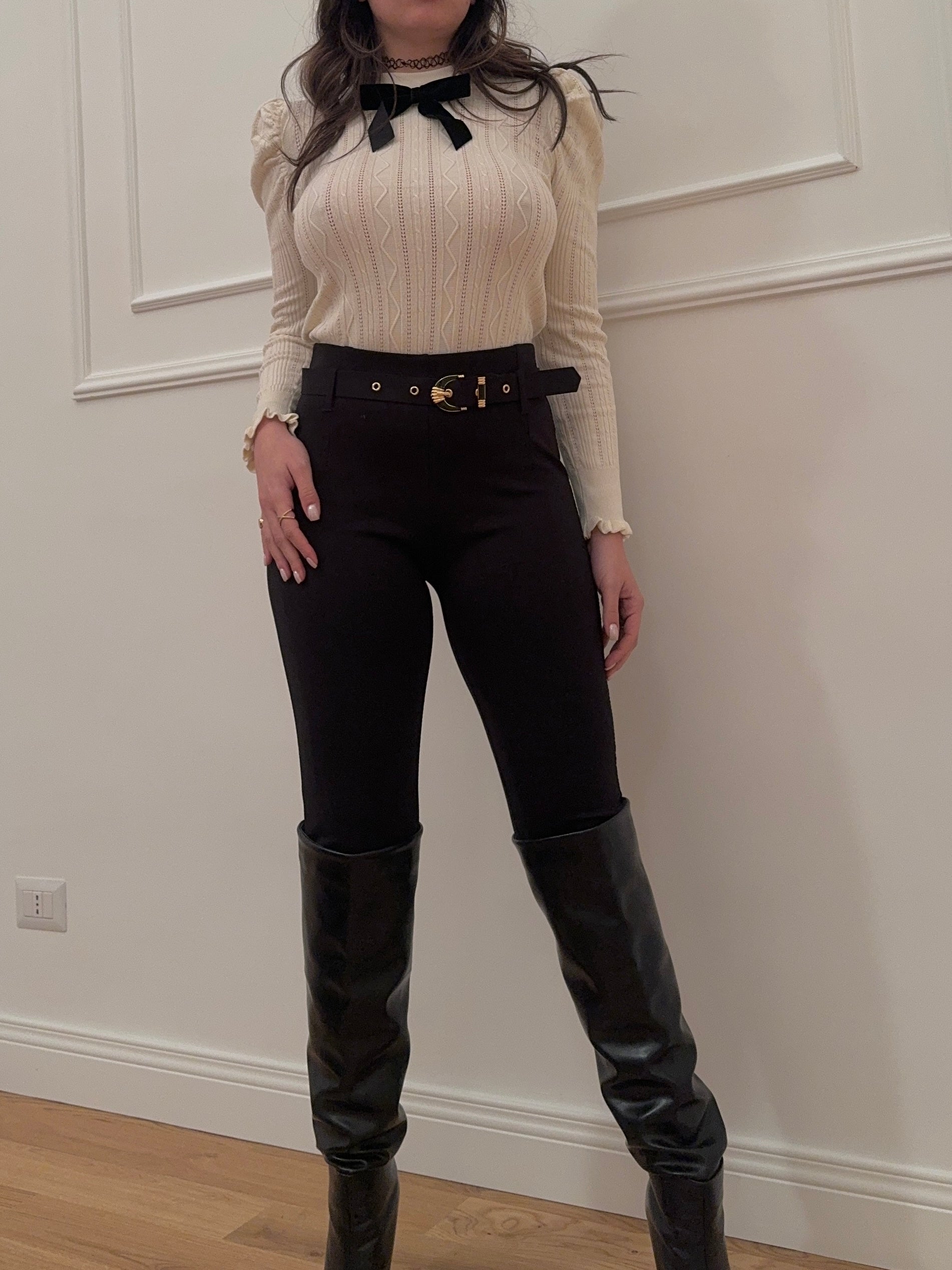 Pantalone nero con cintura