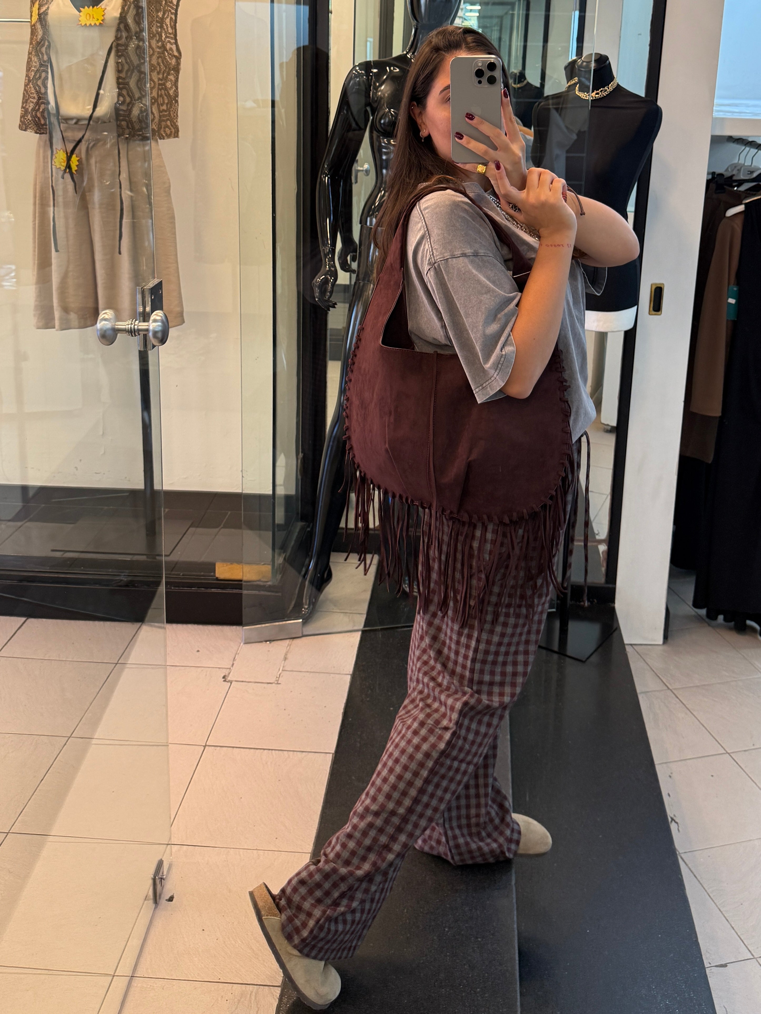 Borsa in camoscio e frange