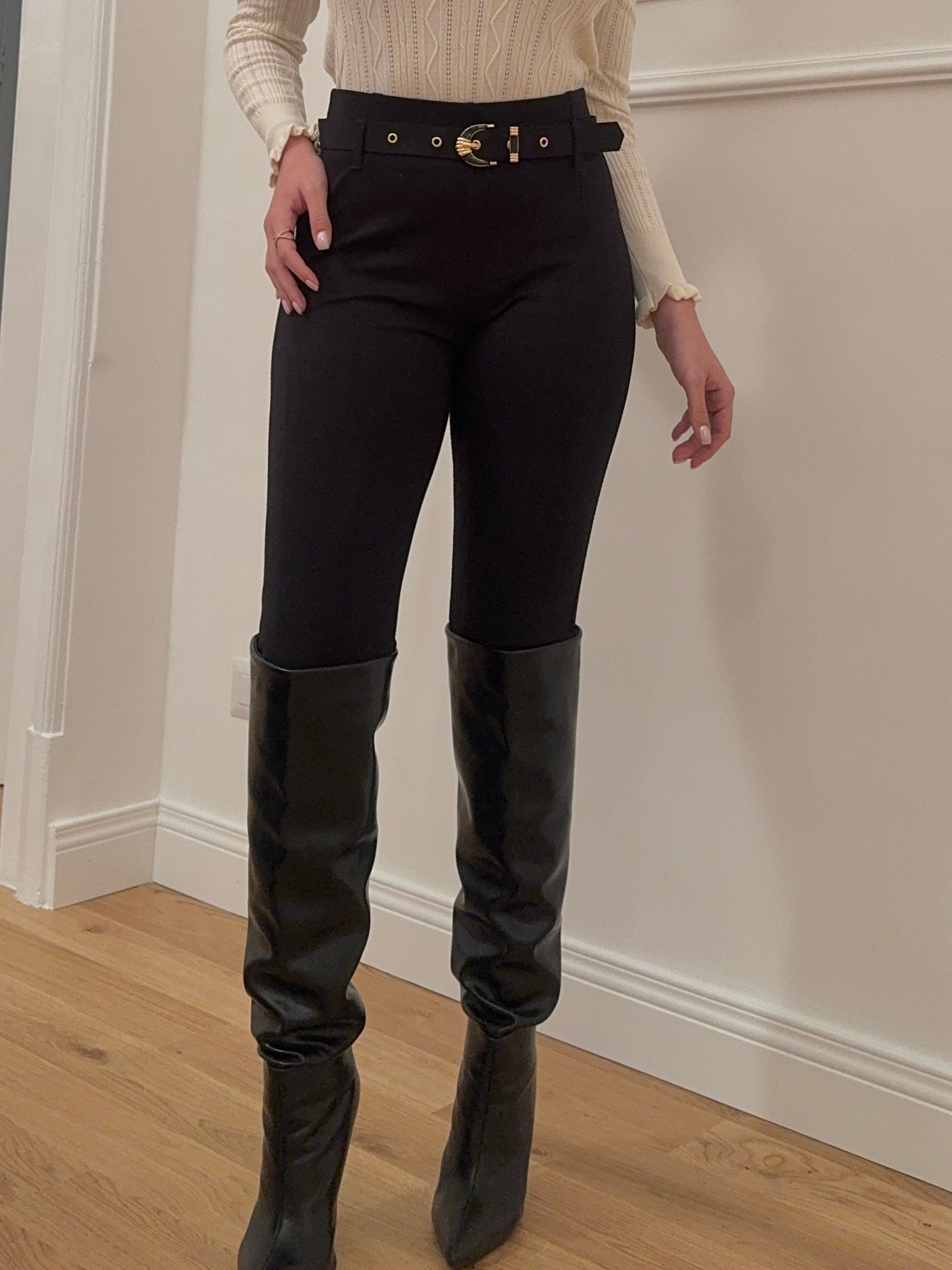 Pantalone nero con cintura