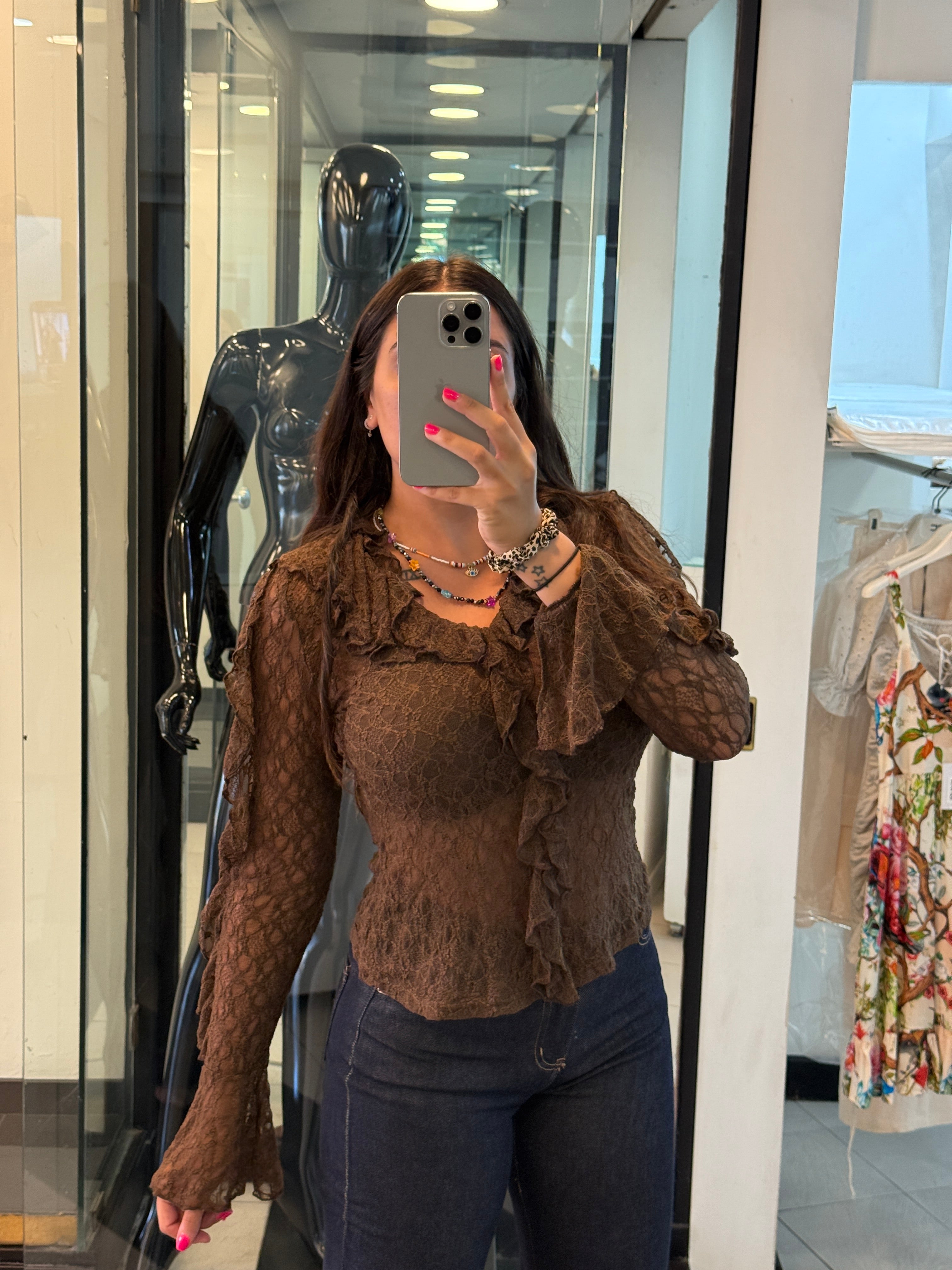 Maglia in pizzo con rouches